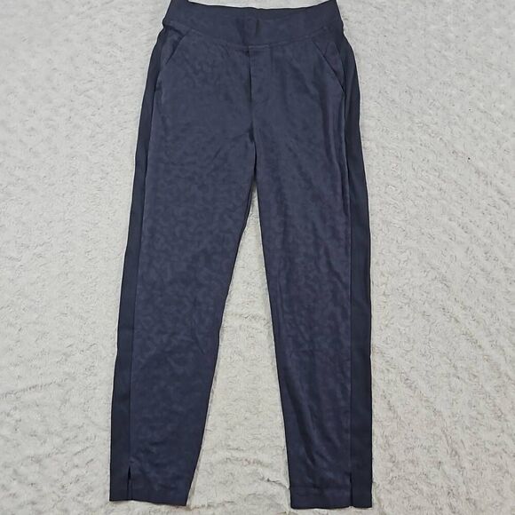 Athleta Brooklyn textured ankle pant women size 2 blue leopard lounge athleisure - Picture 1 of 8